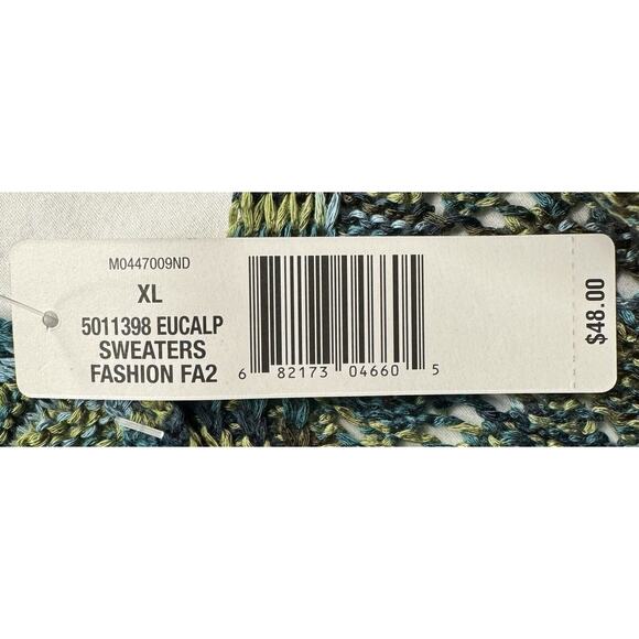 New Directions XL 100% Acrylic Green Yellow Teal Shawl Collar Vest New - Picture 9 of 10